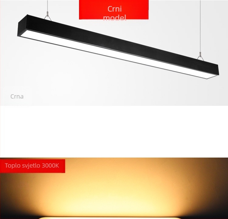 LED aluminijska linearna LED svjetiljka, širina 4 cm, uredska stropna svjetiljka s rešetkastim dizajnom