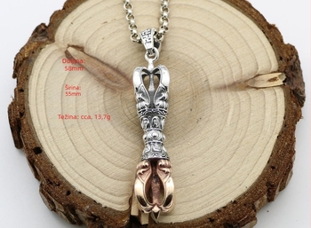 Vajra privjesak od srebra S925, retro stil, unisex lanac