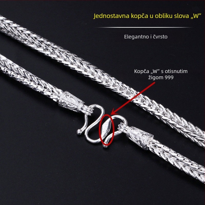 Juxing nakit: četverokutna snakebone ogrlica sa srebrnim premazom za muškarce – hip-hop stil, lanac s lisjim repom