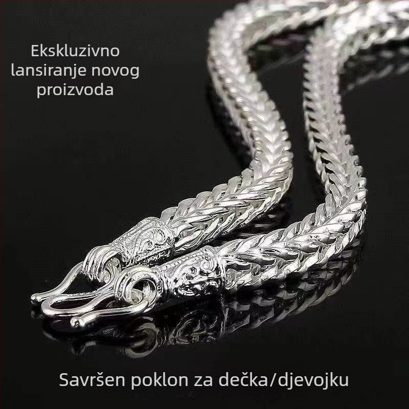 Juxing nakit: četverokutna snakebone ogrlica sa srebrnim premazom za muškarce – hip-hop stil, lanac s lisjim repom