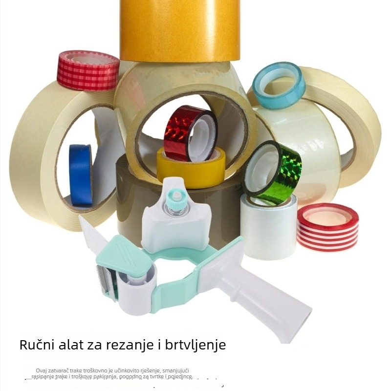 2-inčni plastični zatvarač za kutije, s prozirnom trakom od 5 cm i rezačem trake