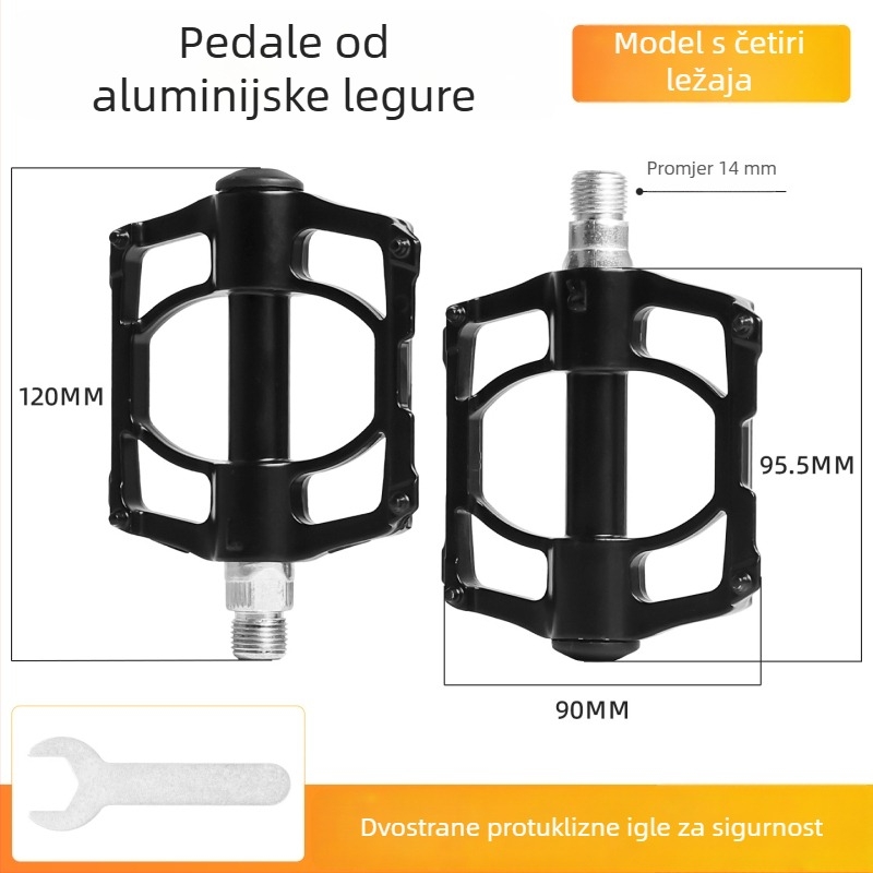 Peda od aluminijske legure s ležajem, protuklizni, X-oblik pedala za električne bicikle i brdske bicikle