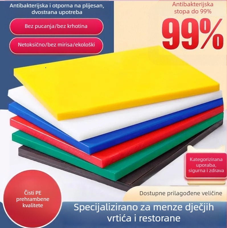 PE kvadratna ploča za rezanje, prehrambene kvalitete, otporna na plijesan, antibakterijska, otporna na pucanje, dvostrana, za kućnu i komercijalnu upotrebu za rezanje kostiju.