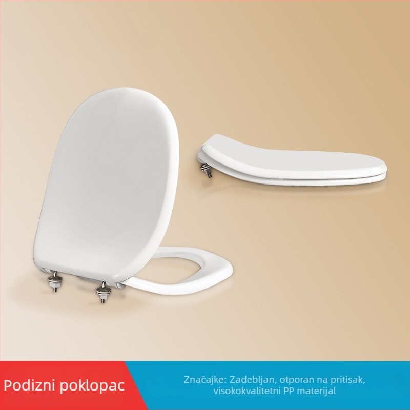 Zakrivljen sklopivi poklopac WC-a, univerzalni deblji PP materijal, otporan na tlak