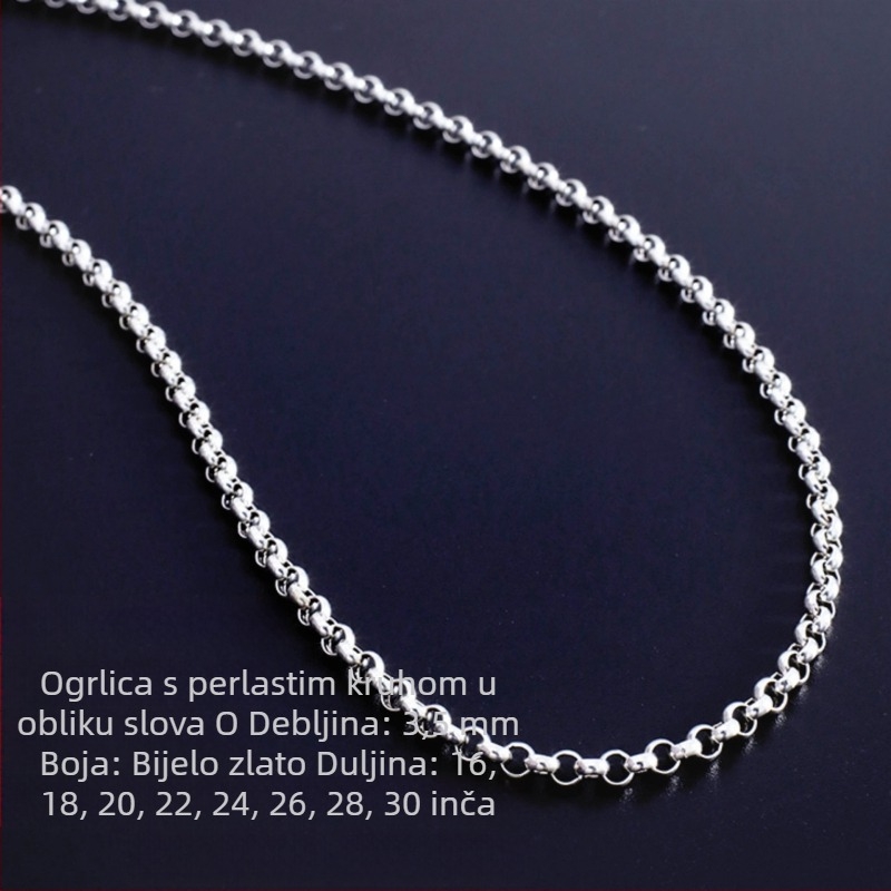 O-oblik ogrlice s bisernim prstenom, zlatno pozlaćena perljana lančana ogrlica, dužina 61–70 cm, muški stil nakita