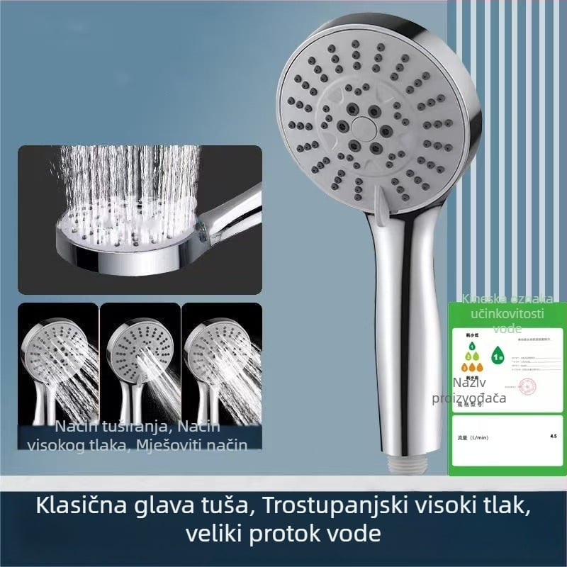 Set tuš glave s tlakom, velike otvore za izlaz, od nehrđajućeg čelika, okrugli oblik, moderni dizajn