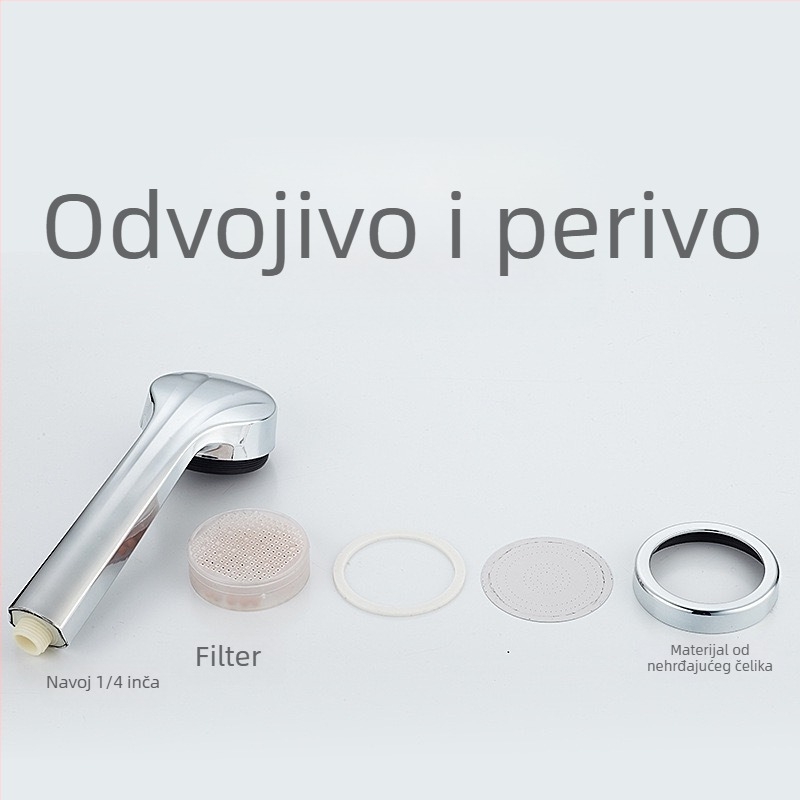 Cijeli set tuša s pritiskom za kupaonicu — ručni tuš s kišnim mlazom, ABS, okrugli, rotirajući nosač, model 003, 0–100°C, 1.6 MPa