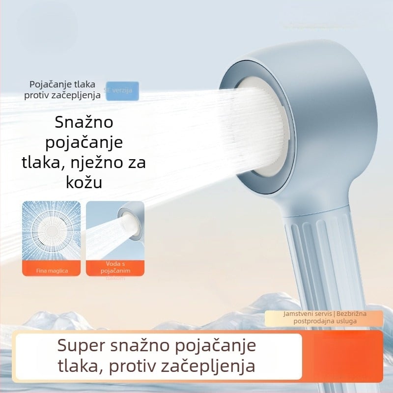Tuš glava sa sedam načina mlaza, protiv nakupljanja kamenca, gust mlaz, vodootporna, pojačava tlak, masaža za kućne ljubimce, puls, nježna prema koži, dvostruki načini