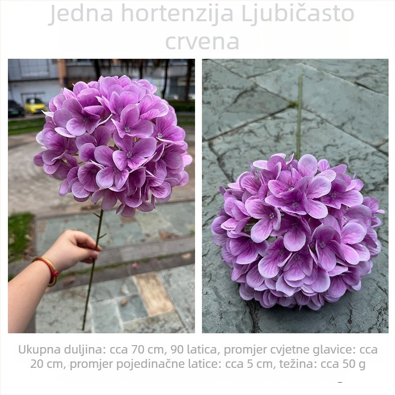 3D hortenzija – ljubičasti umjetni cvijet za vjenčanje i kućnu dekoraciju