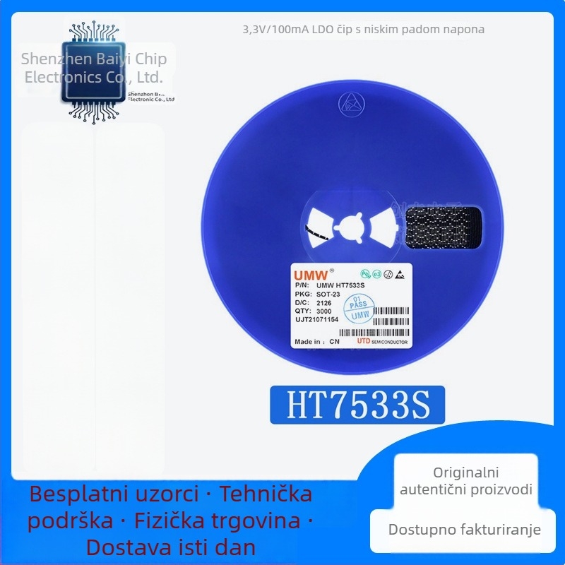 HT7533S 3.3V 100mA LDO regulator u SOT-23 kućištu, oznaka HT33