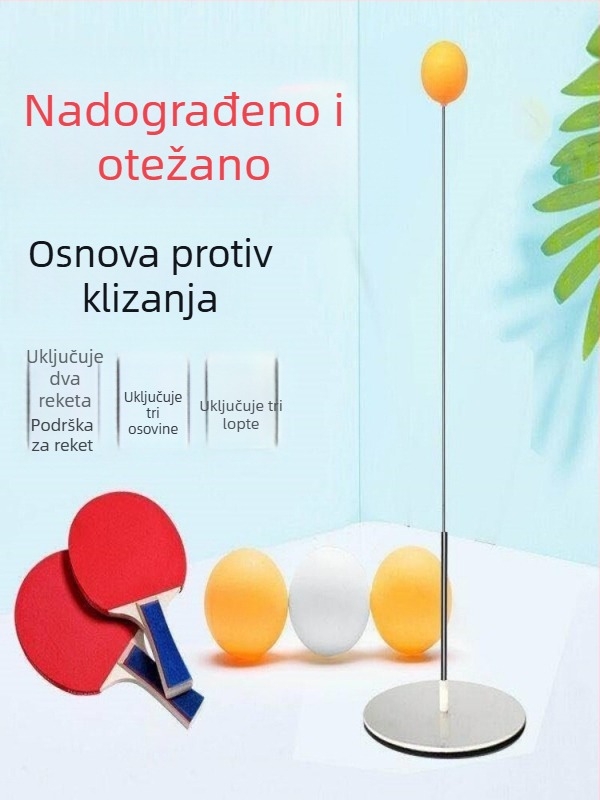 Učvršćivač za stolni tenis sa stabilnom bazom — za djecu kod kuće; unutarnja i vanjska uporaba; elastični alat za vježbanje za odrasle