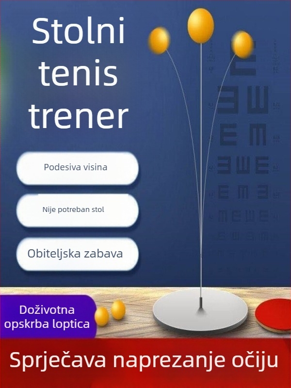 Učvršćivač za stolni tenis sa stabilnom bazom — za djecu kod kuće; unutarnja i vanjska uporaba; elastični alat za vježbanje za odrasle
