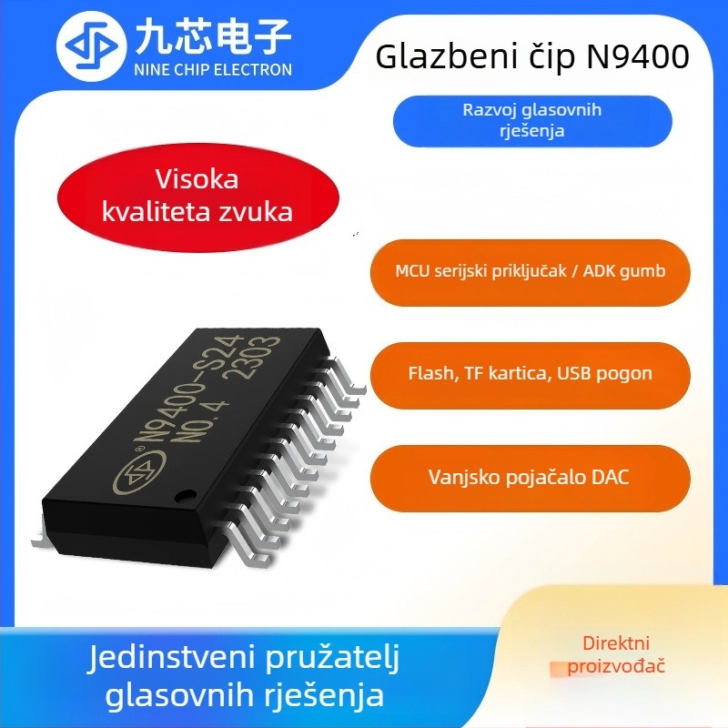 Nine-Core N9400 serija MP3 čip za glasovni reproduciranje s ugrađenom memorijom za dekodiranje zvuka