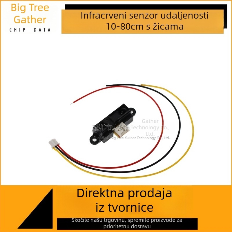 2Y0A21 GP2Y0A21YK0F infracrveni senzor udaljenosti, GP2D12 detekcija udaljenosti 10-80 cm, s kabelom