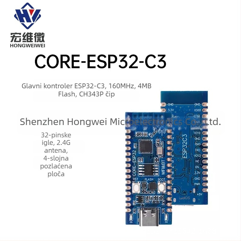 ESP32-C3 razvojna ploča za provjeru funkcionalnosti ESP32-C3 čipa, 2.4G Wi‑Fi i Bluetooth