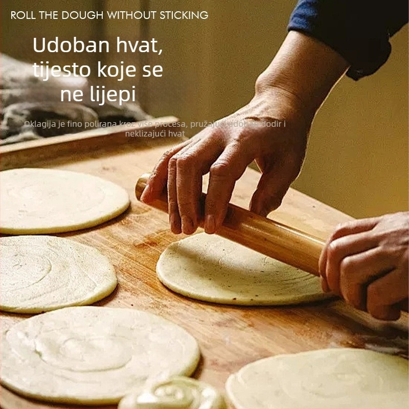 Drveni valjak za tijesto za kućnu upotrebu, dostupan u malim, srednjim i velikim veličinama, dugačak, ne lijepi se za gyoza listove