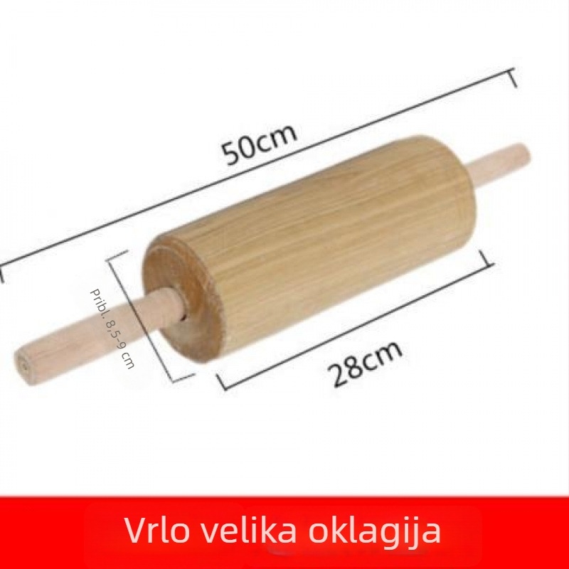 Veliki drveni valjak za tijesto, za izradu prženih štapića od tijesta