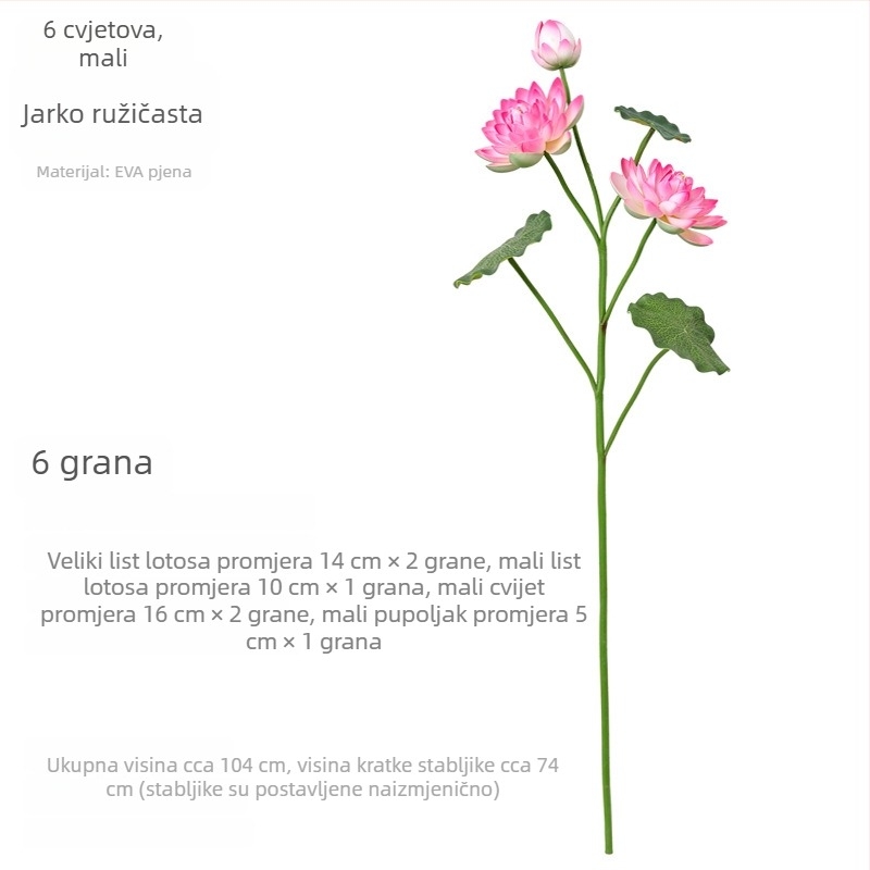 Umjetni lotos s listovima za unutarnju vodenu dekoraciju, s Budom, 60–100 cm
