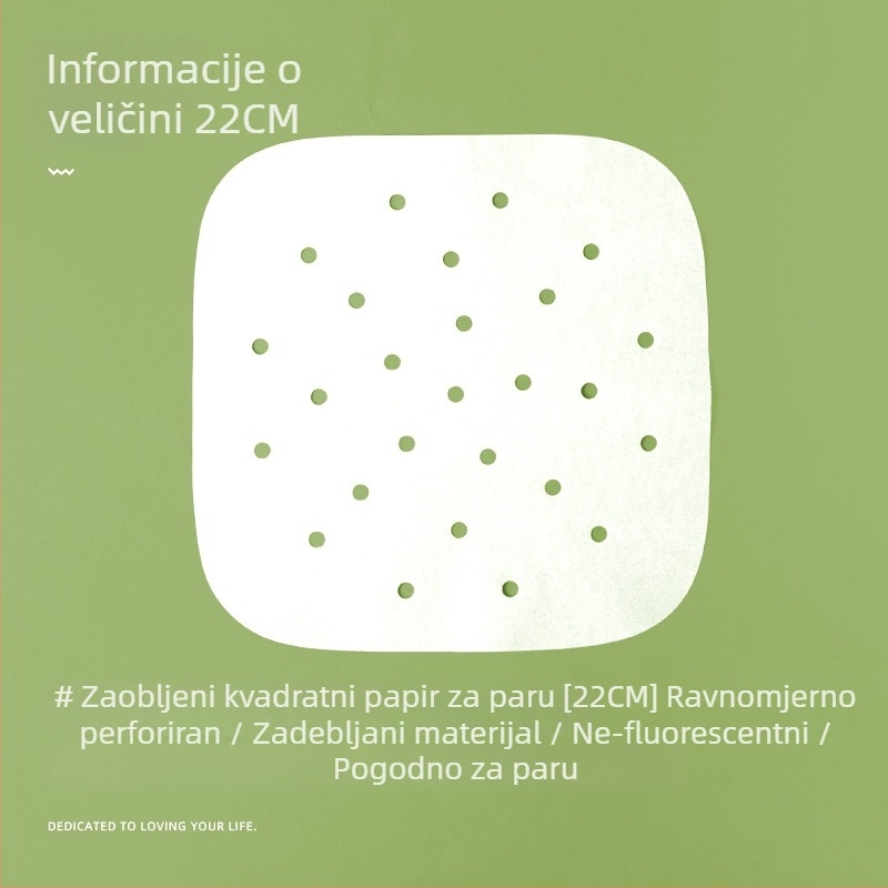 Papir za kuhanje na paru za peciva i mantou, debeli četvrtasti papir za paru, jednokratni papir s premazom silikona za kućnu upotrebu