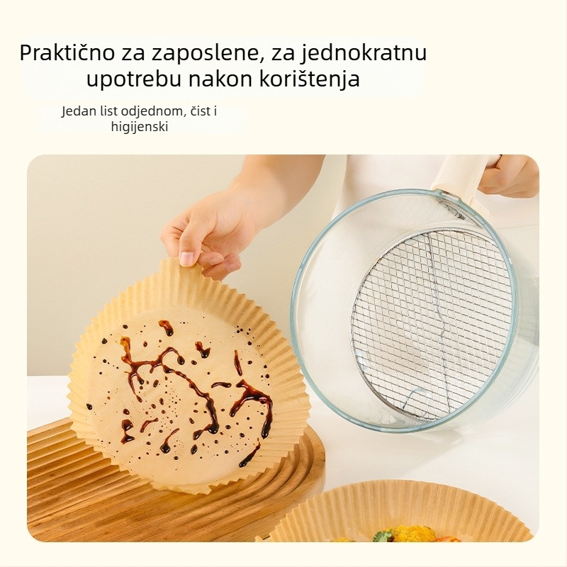 Papir za pečenje za air fryer, hrana klase, otporan na ulje, neprijanjajući, visokotemperaturni papir za pečenje