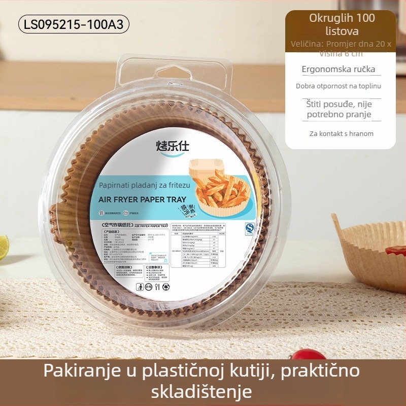Papir za pečenje za air fryer, hrana klase, otporan na ulje, neprijanjajući, visokotemperaturni papir za pečenje