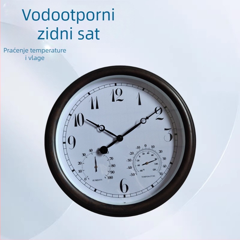15-inčni vodootporni vanjski vrtni retro termohigrometar plastični zidni sat