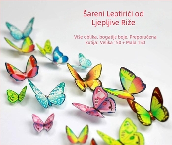 Jestiva dekoracija za tortu – leptir od ljuskavog rižinog papira, jestivo, 96 komada