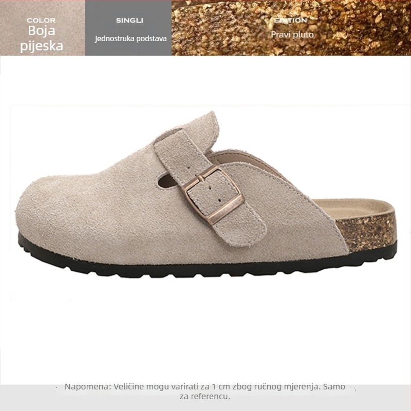Ženske Birkenstock stila slip-on cipele od prave teleće kože, slip-on, debeli potplat, zatvoren prst, za proljeće i jesen, model 2025