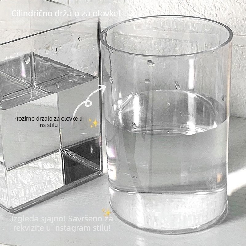 Cilindrični prozirni akrilni držač olovaka za stol, Muji stil