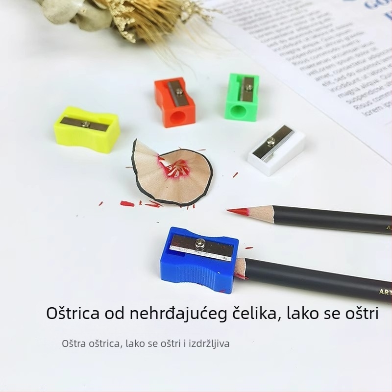 Mini ručni oštrač za olovke, plastični, s jednim otvorom, za učenike