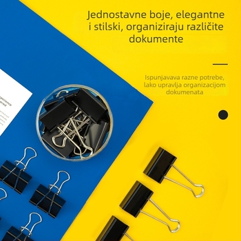 Deli 8561 Crni klips za bilješke i dokumente, klip s dugim repom u obliku lastinog repa / ribljeg repa, 12 komada, 51 mm