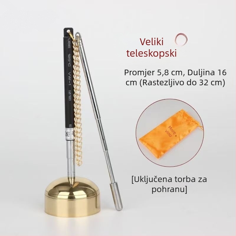 Bakreni molitveni zvon s mesinganim ravnim drškom, teleskopcki, za budističke sutre, velike i male veličine