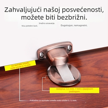 Top Valley Nevidljivi magnetski vrata stopper, bez bušenja, cinkova slitina, debeli gornji dio vrata, zaštita od sudara, podni montažni za drvena vrata u spavaćoj sobi