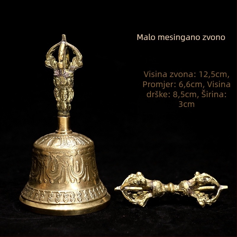 Vajra zvono i dorže, pet-žični Vajra, bijeli bakar, budistički ritualni predmet