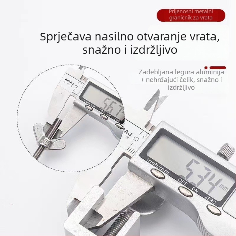 Gornji sigurnosni uređaj za vrata, protiv krađe, bez bušenja i vijaka, doraz vrata