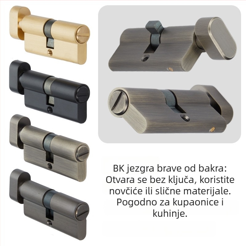 Unutarnja brava u kineskom stilu za masivne drvene vrata, s ključem, antik brončani završetak