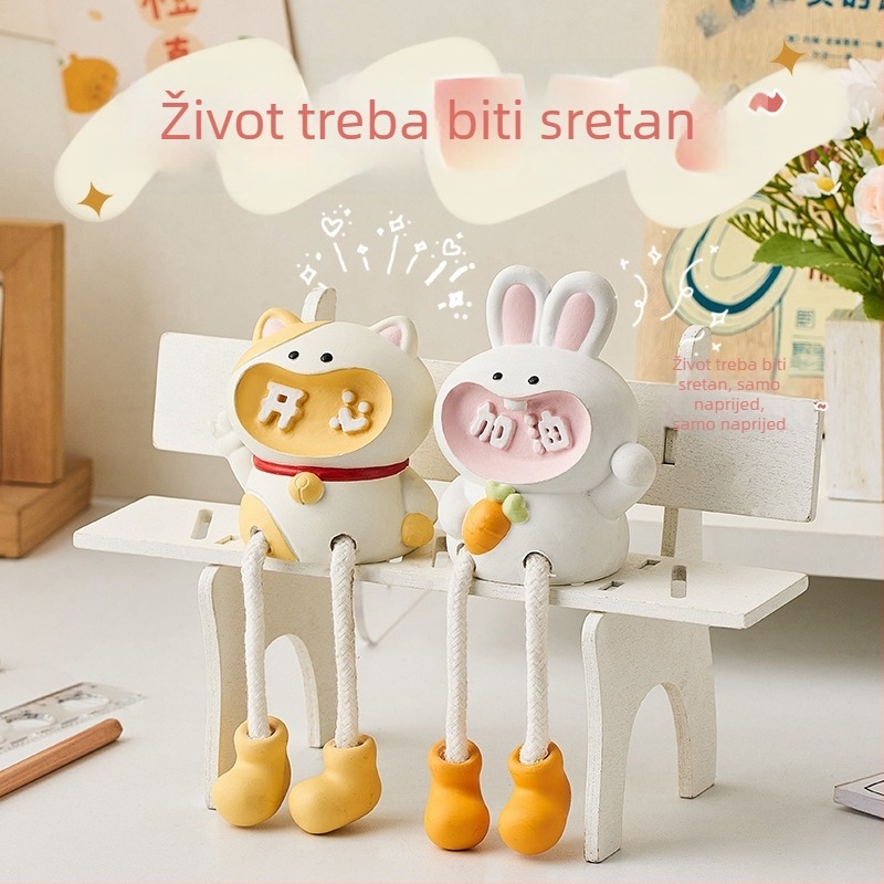 Kreativna slatka karikatura stolna dekoracija za dnevni boravak i spavaću sobu, mini figurica za policu, viseća lutkica kao poklon