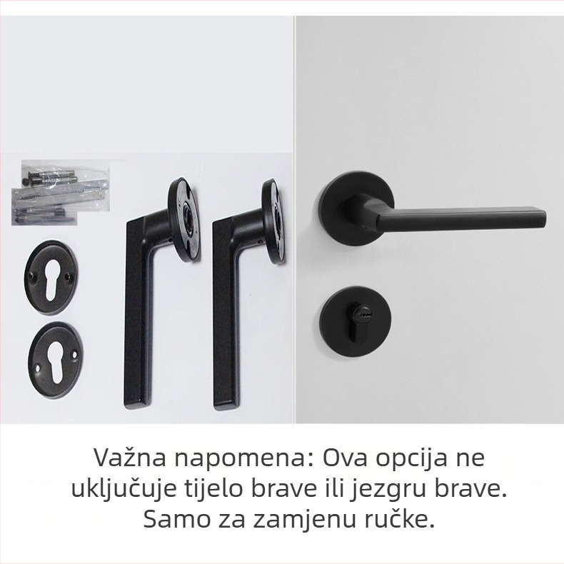 Unutarnja brava za drvena vrata s ručkom, tih rad, za kupaonicu