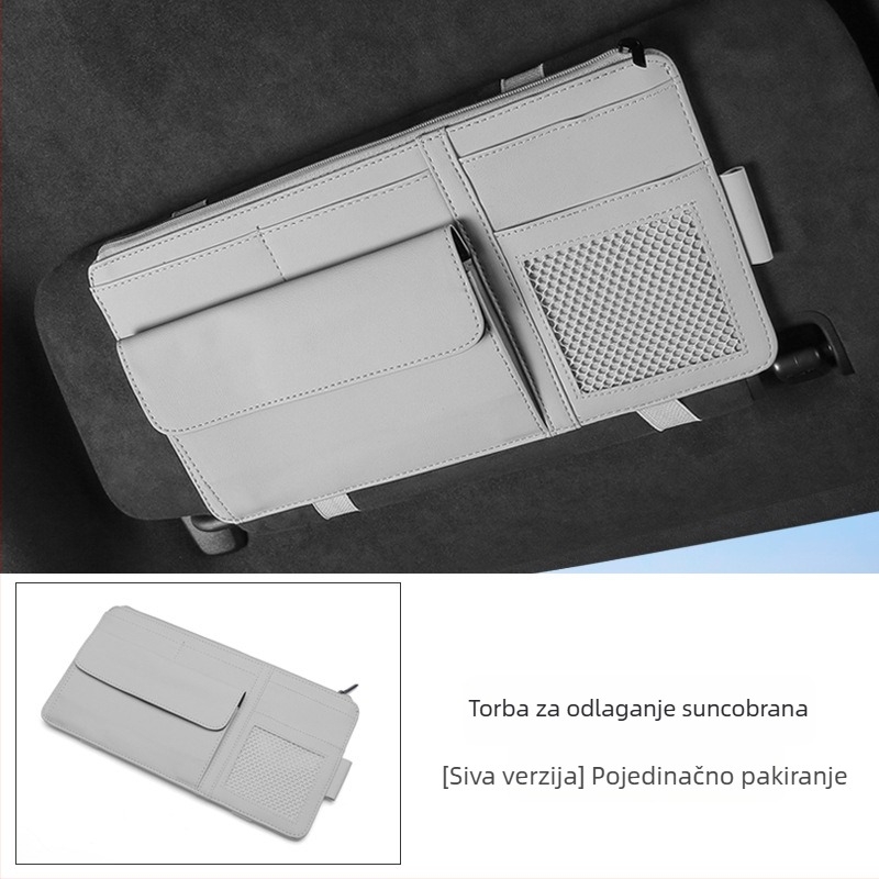 Organizator automobilskog sjenila sa držačem naočala i pretinicom za kartice