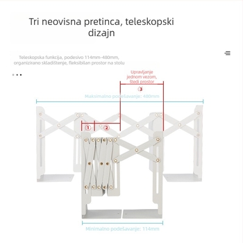 Sklopivi i izvlačni stalak za knjige za stol, kreativni držač za knjige za studente