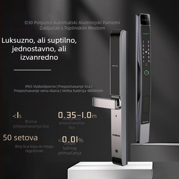 Potpuno automatska pametna brava s dlanovom venom i otiskom prsta, vodootporna brava za dvorišna vrata s kodom