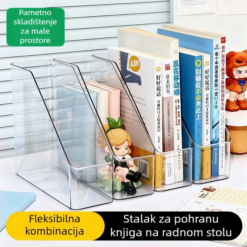 Prozirni stolni organizator za dokumente, vertikalni držač knjiga s nagibom