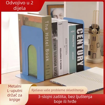 Metalni držač knjiga za stolni prostor, proširen i ojačan s kanalima