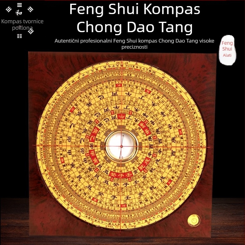 Chongdaotang feng shui kompas ploča tri u jednom, veličine 3, 5, 6, 8, 9 i 10 inča