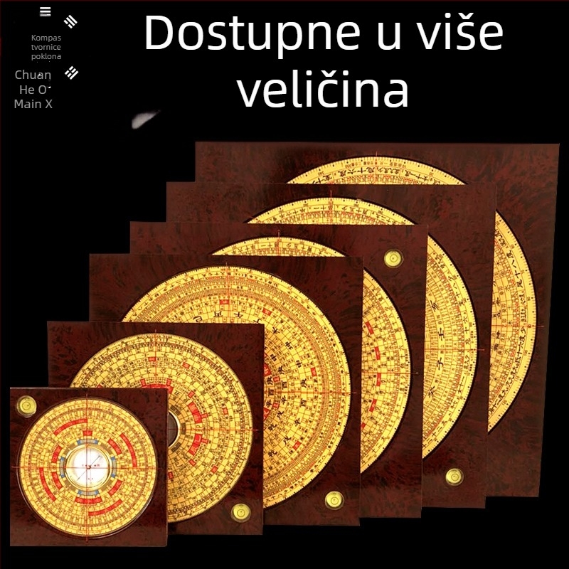 Chongdaotang feng shui kompas ploča tri u jednom, veličine 3, 5, 6, 8, 9 i 10 inča