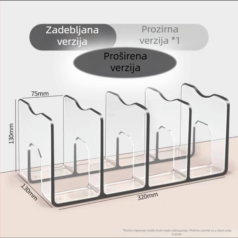 Stolni regał za knjige od prozirnog akrila, četiri odjeljka, plastična kutija za pohranu knjiga
