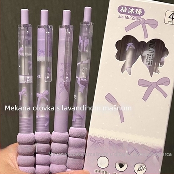 Pero s mehanizmom klika, djevojački srce i mašnica, Instagram stil, gel pero s brzim sušenjem, 0,5 mm, crna tinta