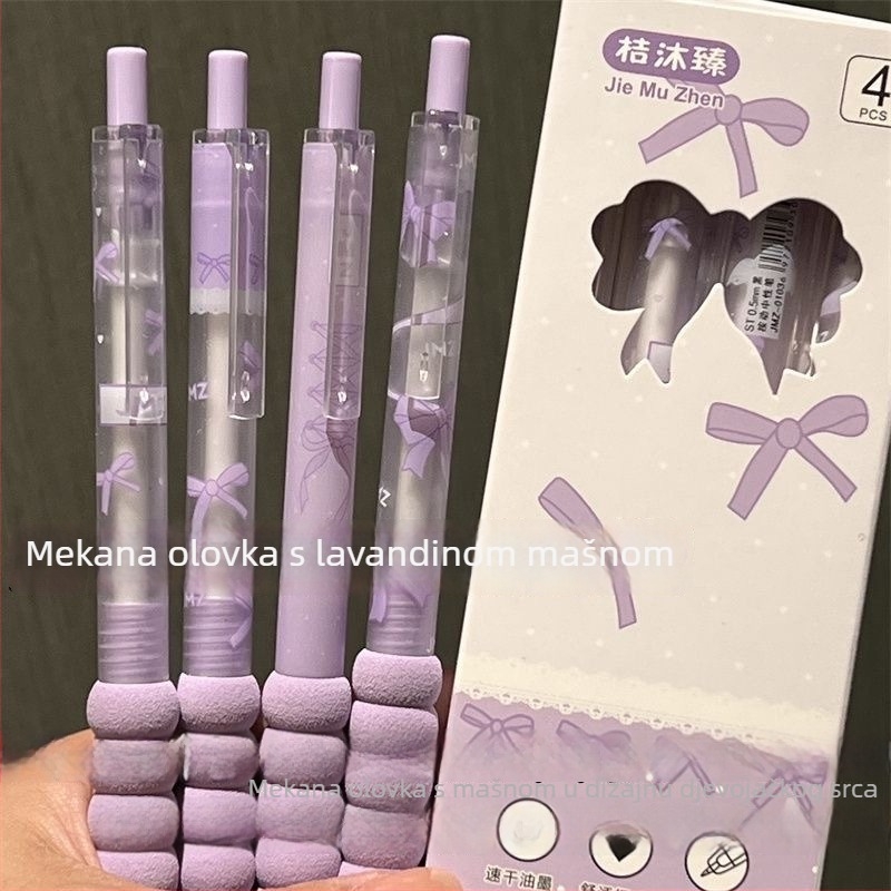 Pero s mehanizmom klika, djevojački srce i mašnica, Instagram stil, gel pero s brzim sušenjem, 0,5 mm, crna tinta