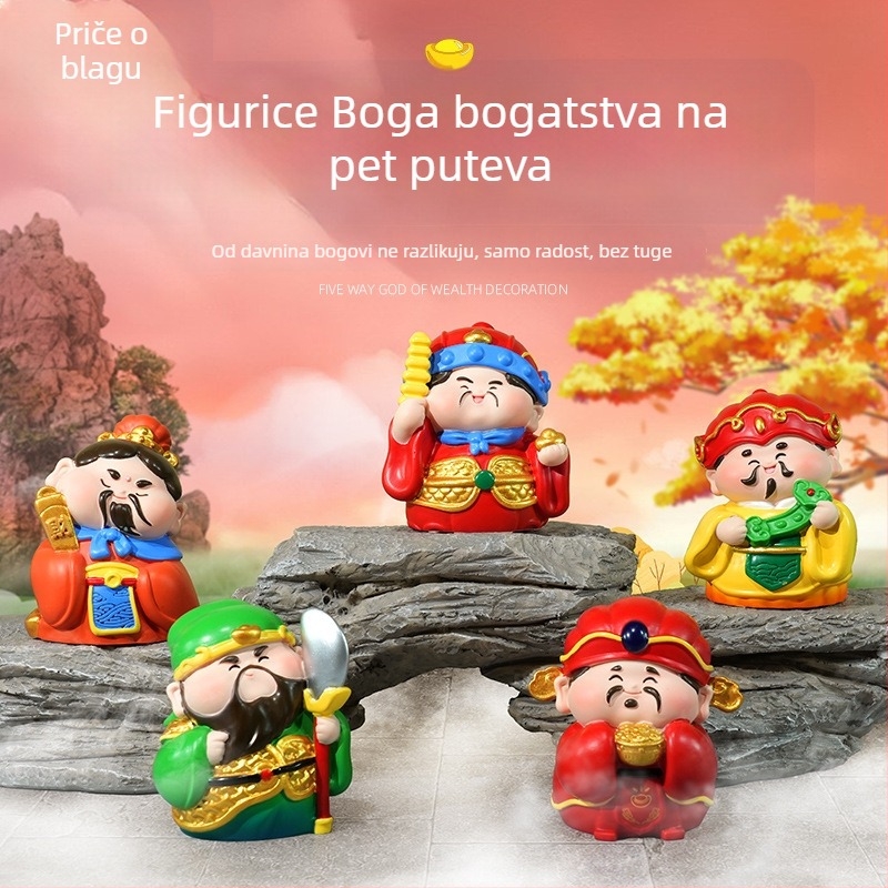 Pet puta boga bogatstva – slatka budistička mini skulptura za stol