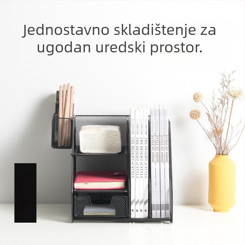 Metalni 3-slojni stalak za dokumente, stolni držač za knjige u uredu